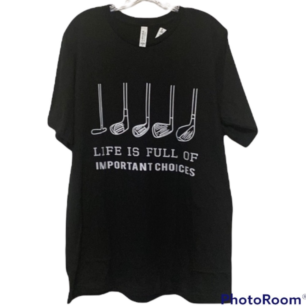 Bella Canvas black short sleeve mens tee size XL Golf Theme